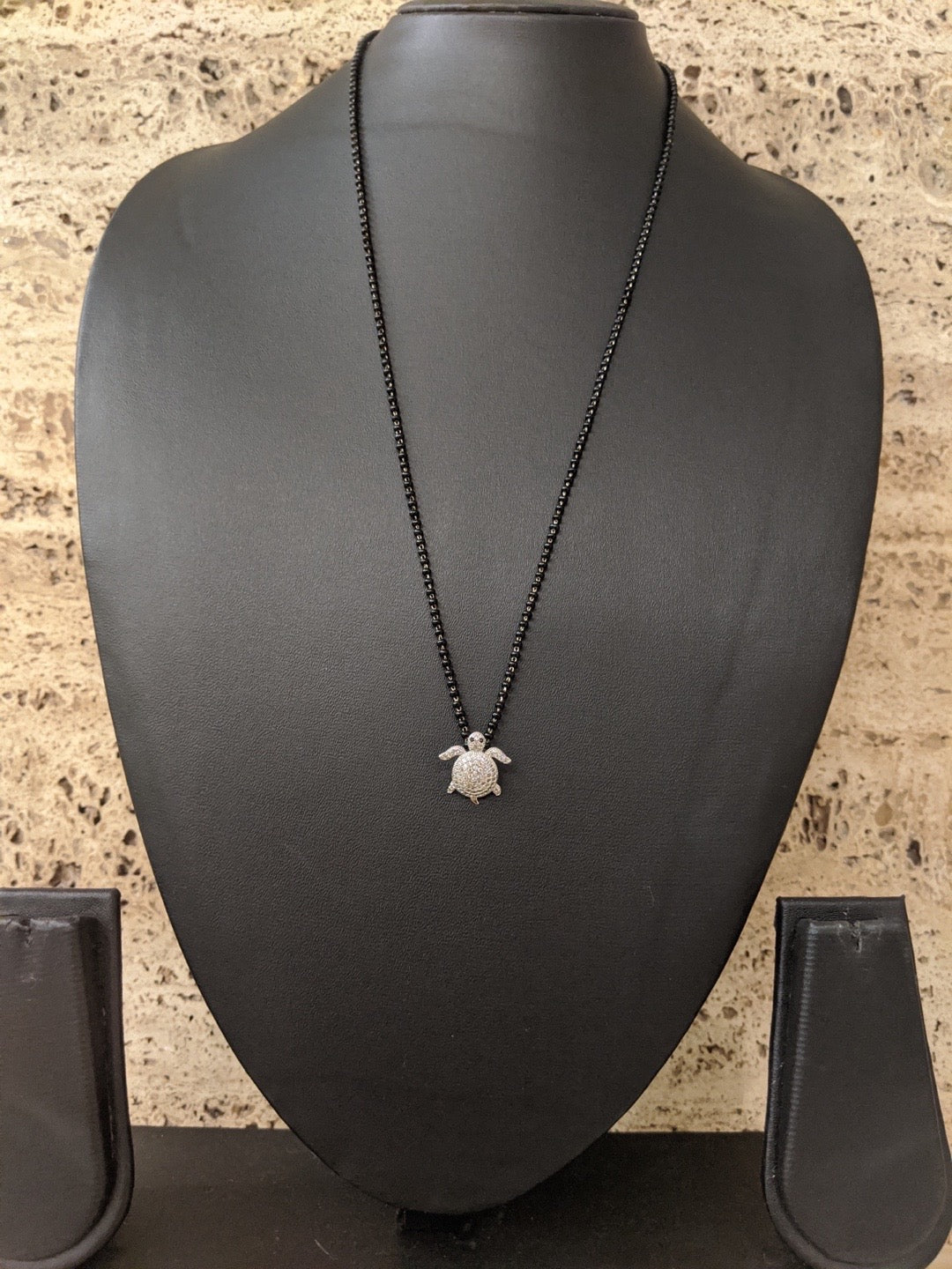 Combo Tortoise Long Silver Mangalsutra and Bracelet American Diamond Pendent