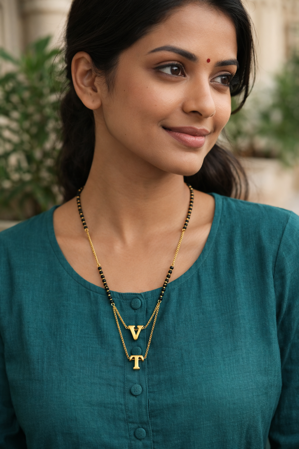 Custom 2 Initial Letter Short Mangalsutra Necklace
