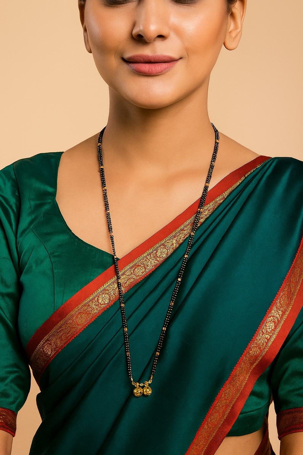 Long Mangalsutra Designs Gold Plated Latest 2 Vati Pendant Traditional Mangalsutra