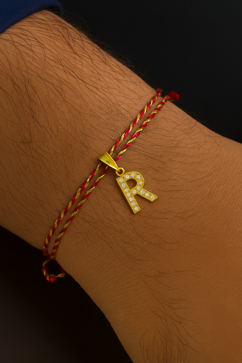 A-Z Letter AD Red Thread Rakhi Lumba+Free Chain