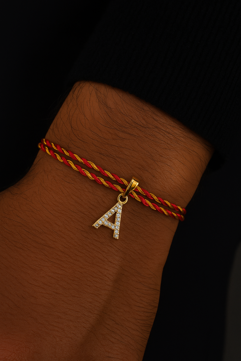 A-Z Letter AD Red Thread Rakhi Lumba+Free Chain