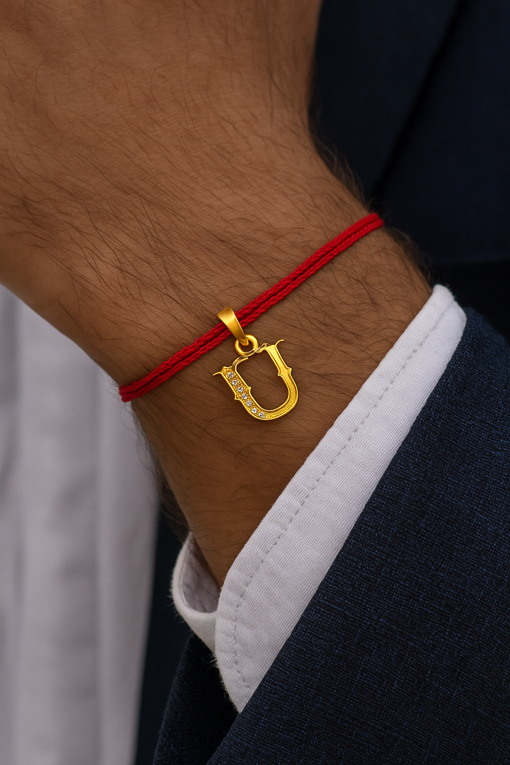 A-Z Letter AD Initial Maroon Thread Rakhi+Free Chain
