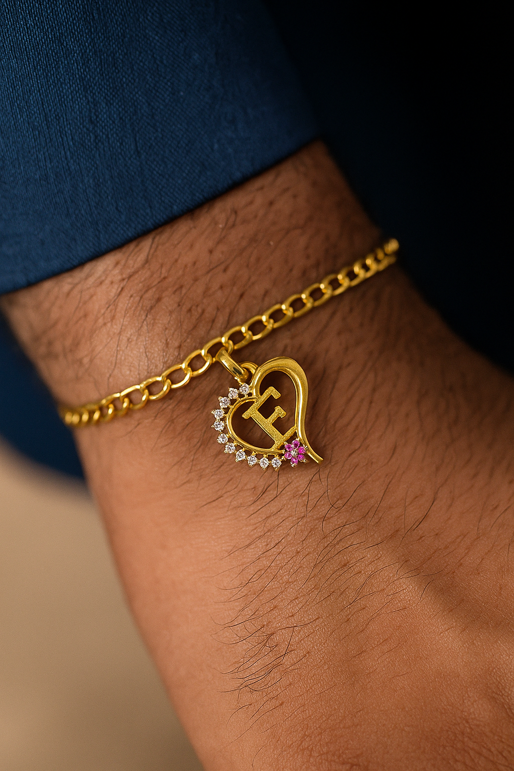 A-Z Letter Heart Rakhi Lumba Bracelet