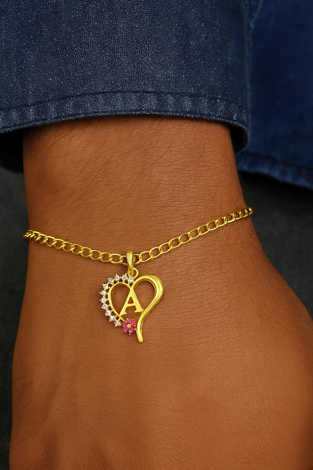 A-Z Letter Heart Rakhi Lumba Bracelet