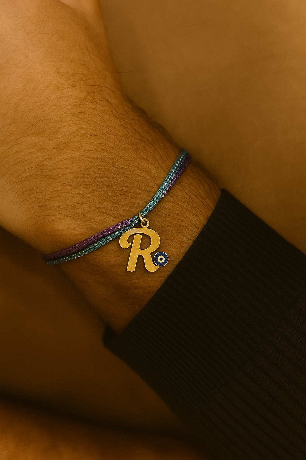 A-Z Letter Evil Eye Thread Rakhi Lumba+Free Necklace chain