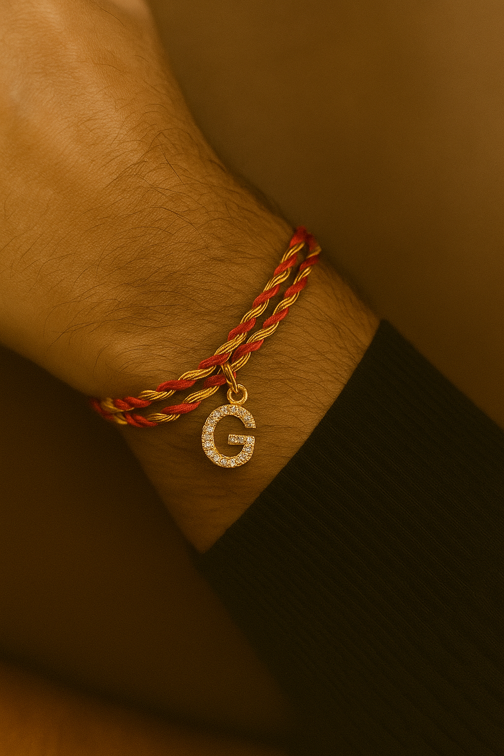 A-Z Letter AD Red Thread Rakhi Lumba+Free Chain