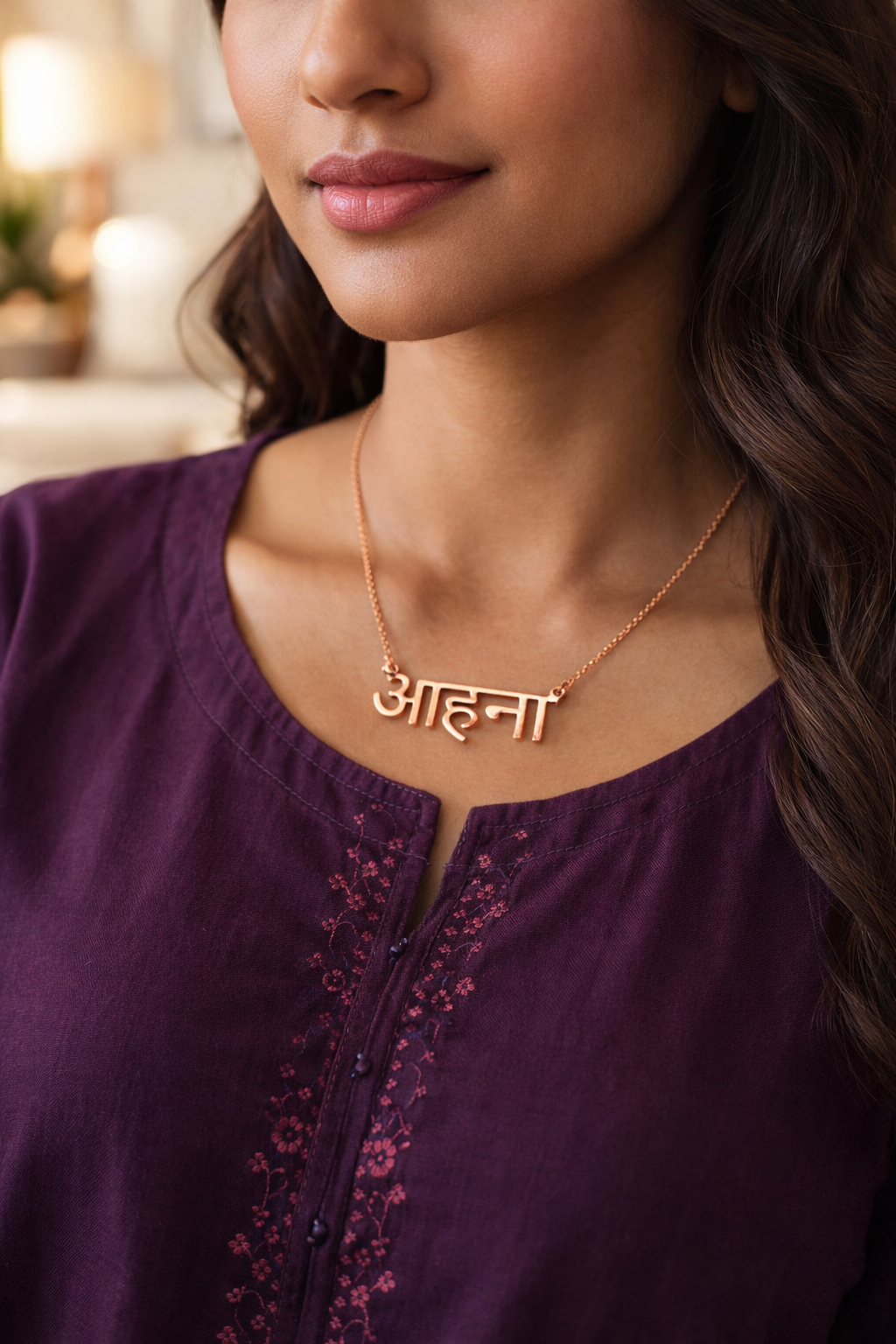 Gold/Silver/Rose Gold Plated Hindi Name Necklace