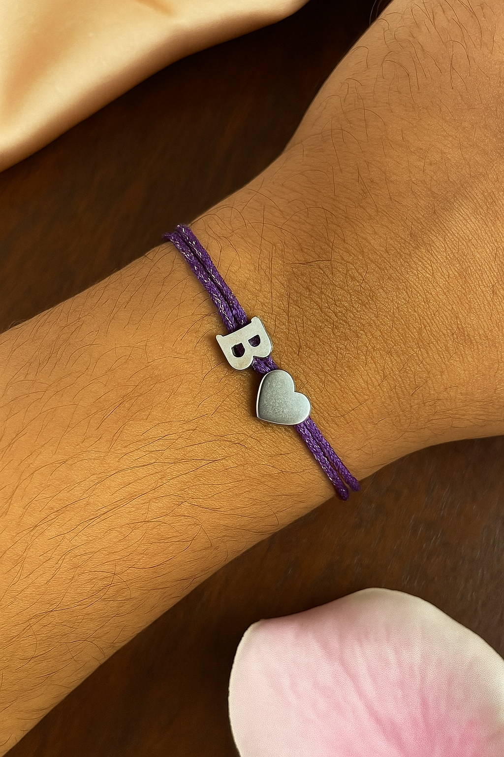 A-Z Letter Silver Heart Charm Rakhi Lumba