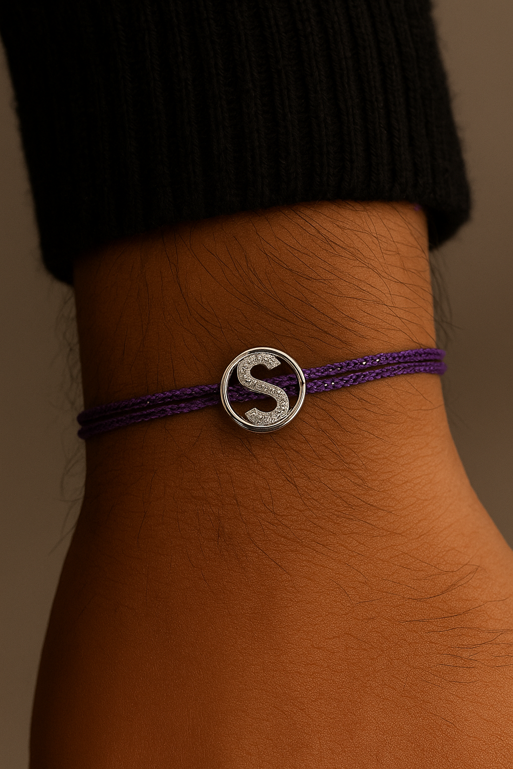 A-Z Letter Silver Diamond Rakhi Lumba+Free Necklace chain