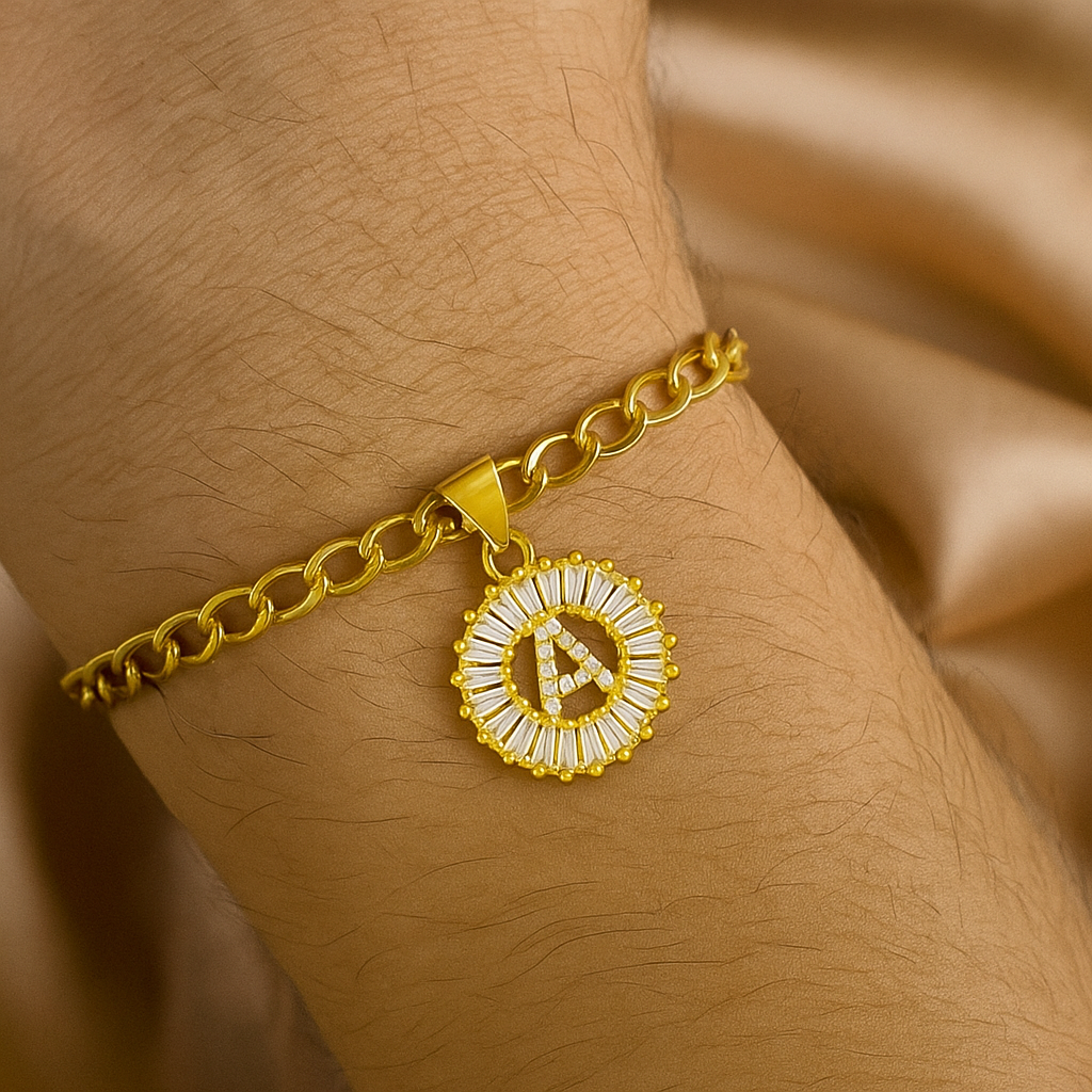 A-Z Letter Diamond Rakhi Lumba Bracelet+Free Necklace Chain