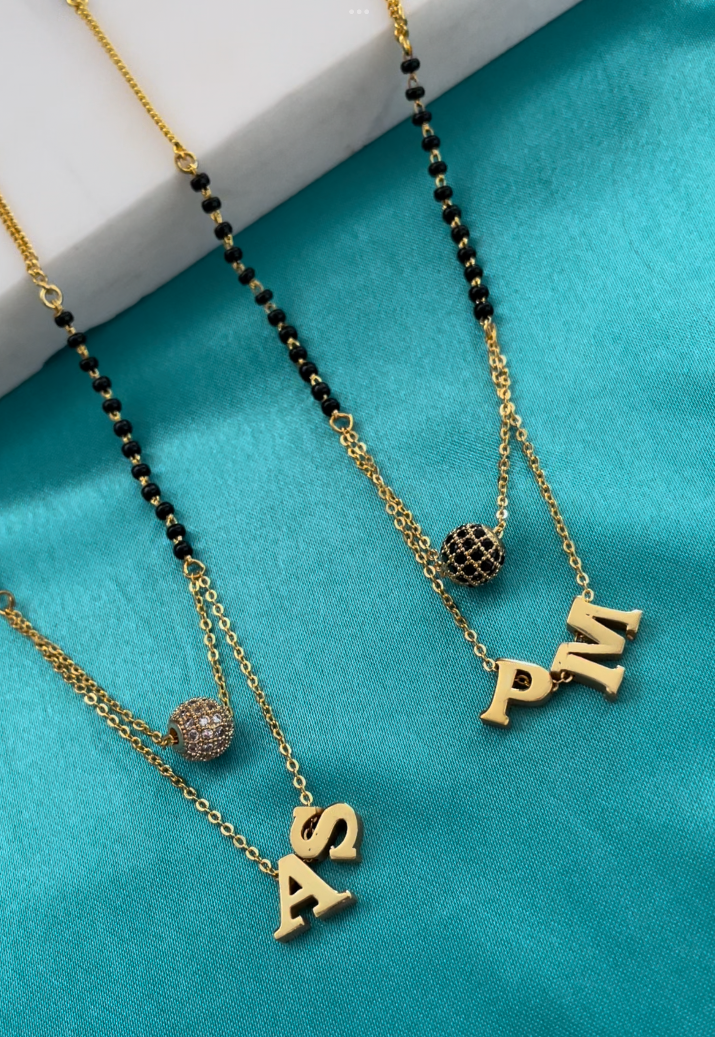 Custom Name Mangalsutra with 2 letters and American Diamond ball