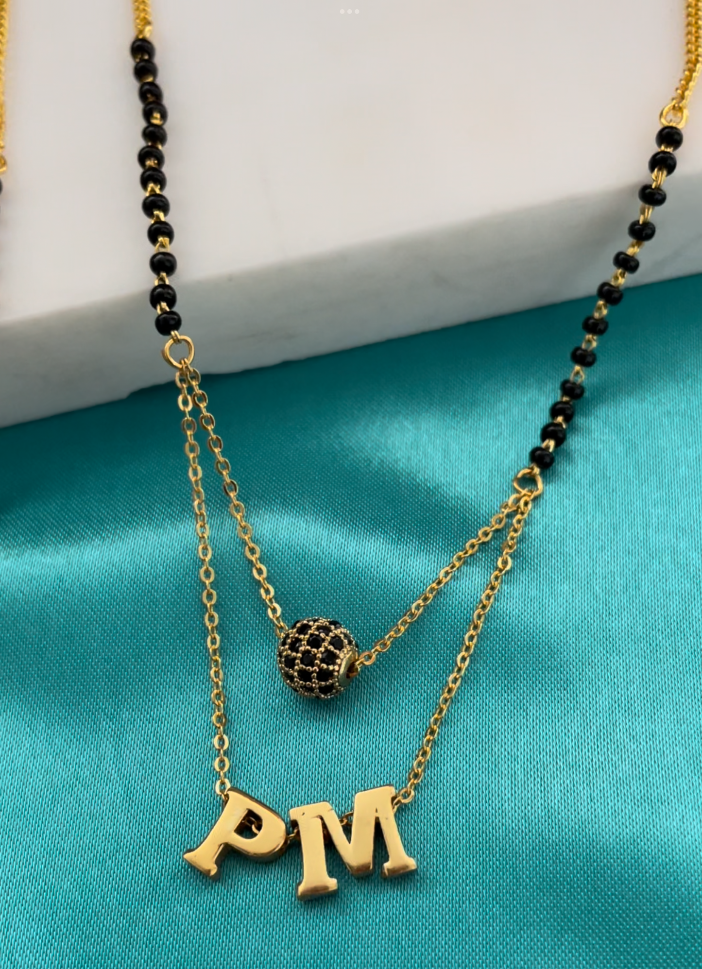 Custom Name Mangalsutra with 2 letters and American Diamond ball