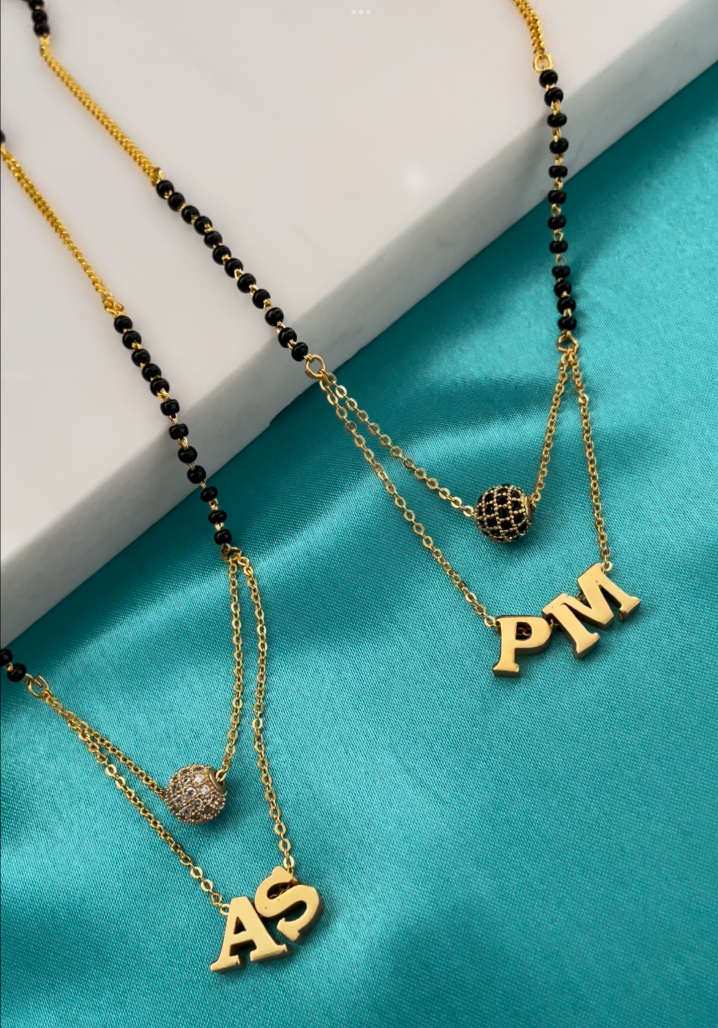 Custom Name Mangalsutra with 2 letters and American Diamond ball