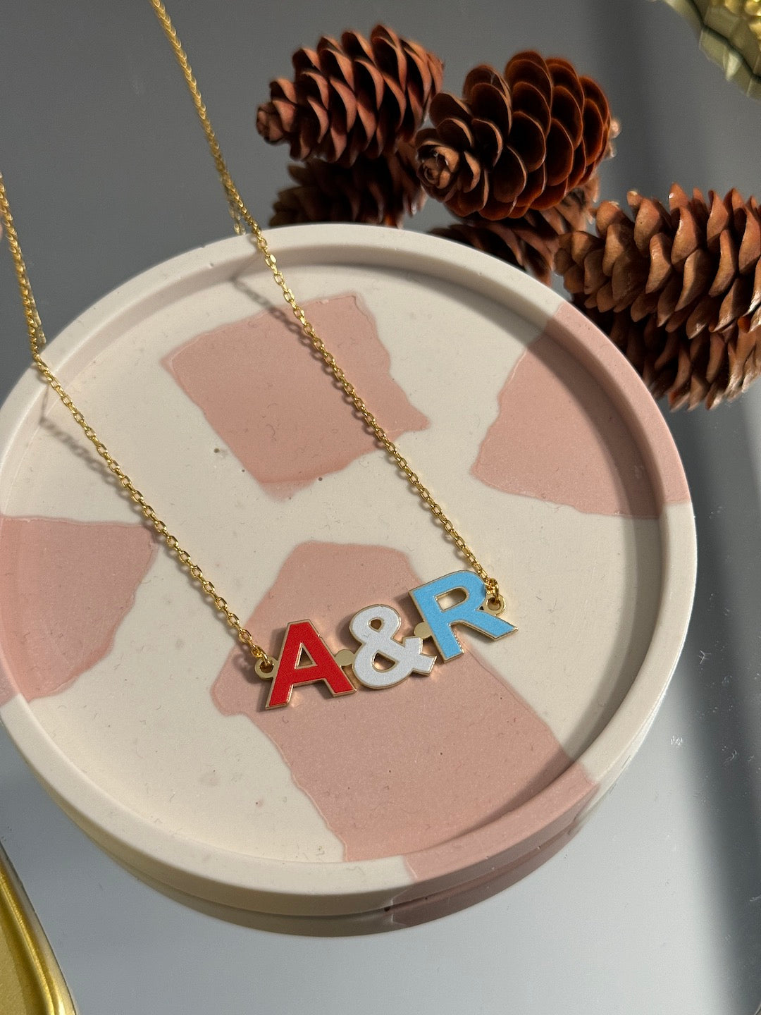 Enamel Couple's Initial Necklace