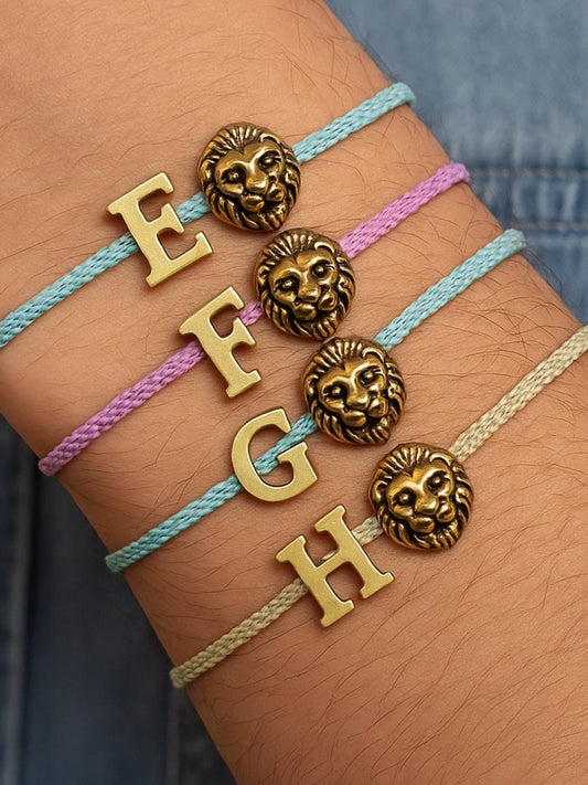 A-Z Name Initial Letter Rakhi Bracelet With Lion Charm