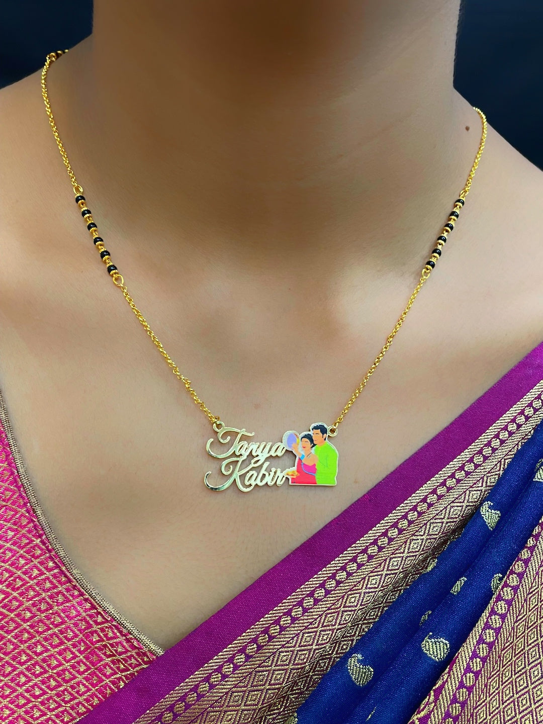 Karwa Chauth Special Name Necklace Design with Husband Wife