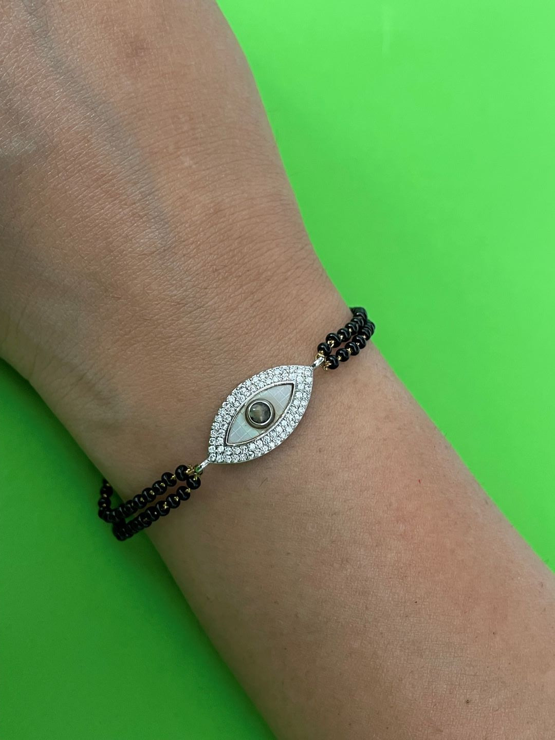 Gold Plated Evil Eye Adjustable Mangalsutra Bracelet