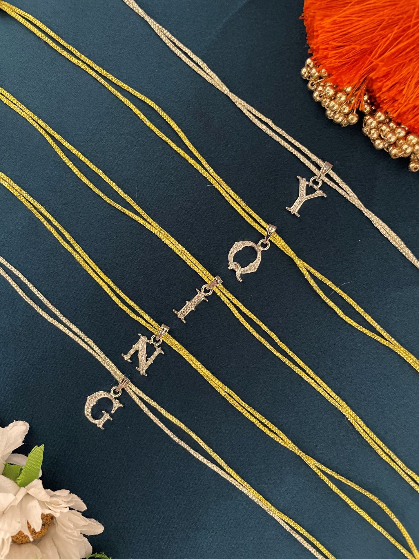A-Z Roman Letter AD Thread Rakhi Lumba+Free Necklace Chain