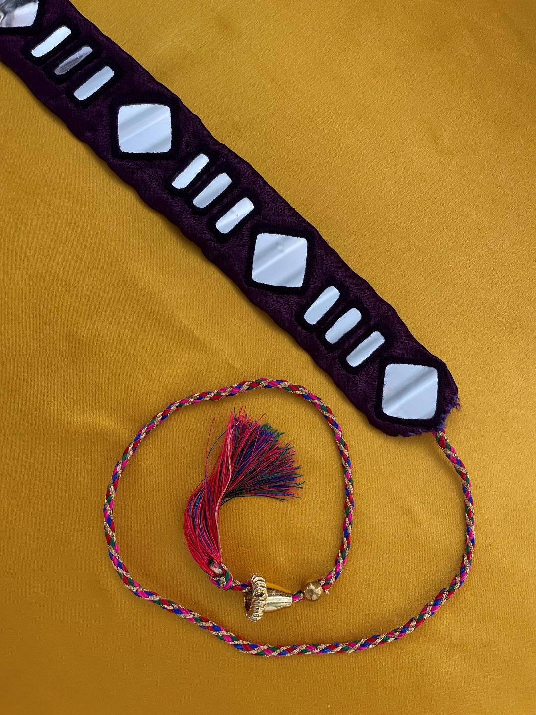 Navratri Garba Dandiya Purple Fabric & Mirror Work Banjara Waist Belt Kamar Bandh