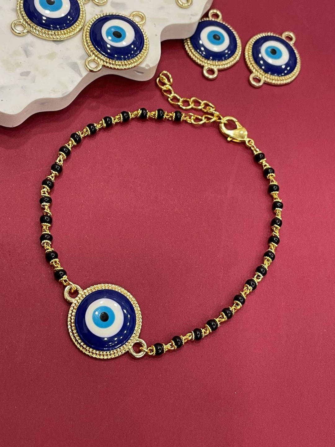 Nazariya/ Nazarbatu Gold Plated Adjustable Mangalsutra Bracelets With Evil Eye