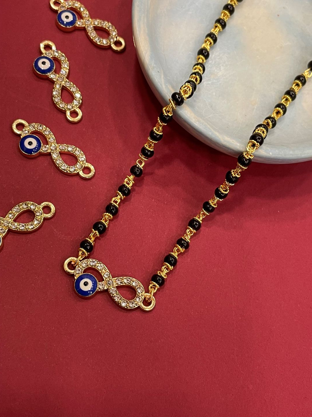 Short Mangalsutra/Necklace With a Infinity Blue Evil Eye Pendant