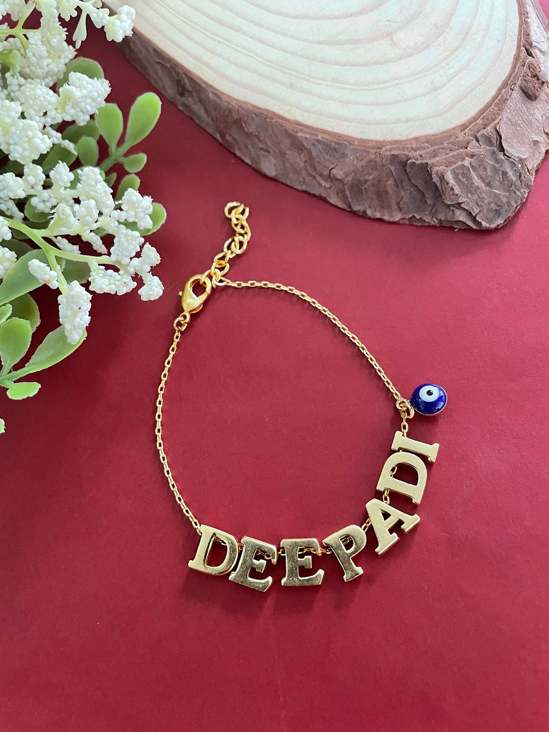 Name Bracelet with Evil Eye