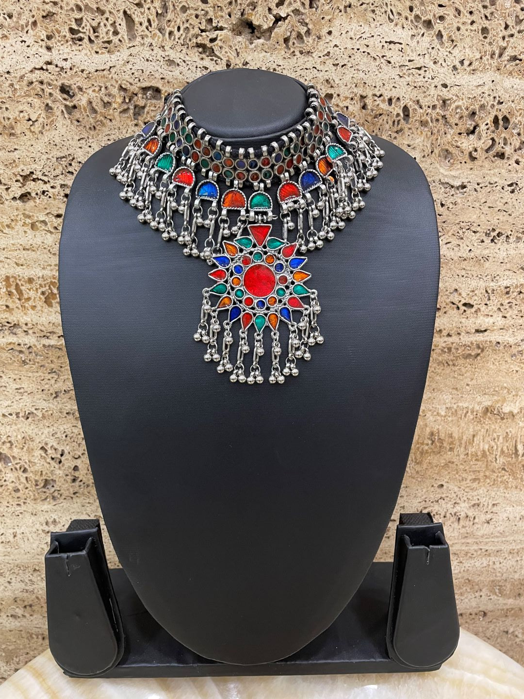 Oxidized Multicolor Enamel Choker Necklace