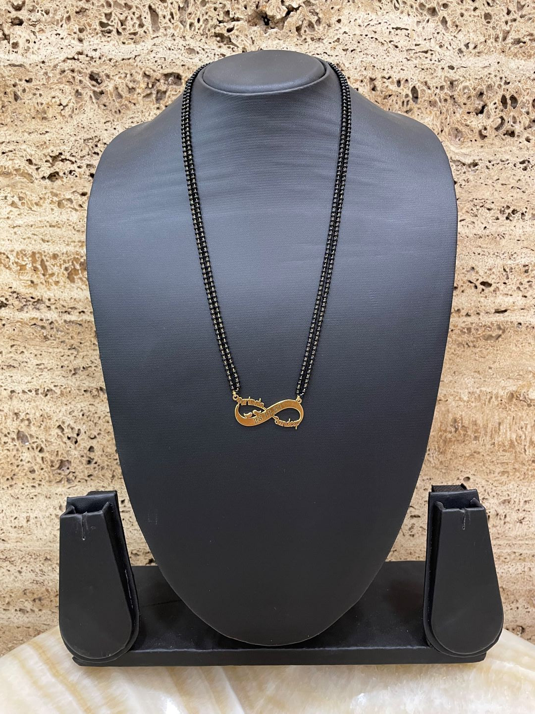 Custom 2 Name Infinity Two Line Short Mangalsutra with Date