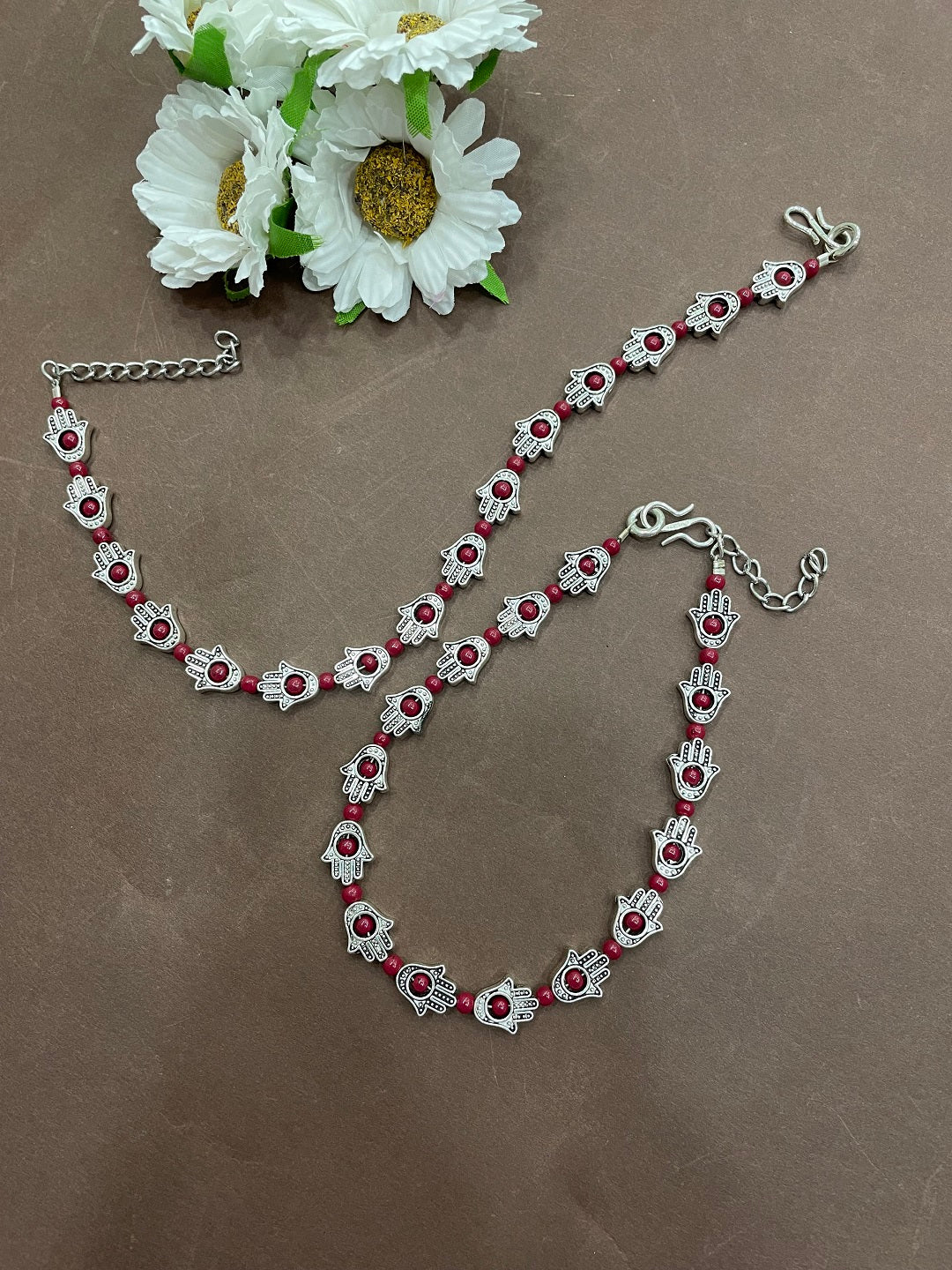 Antique German Oxidised Silver Anklets Hamsa beads Payal Silver Plating Pazeb Foot Jewellery