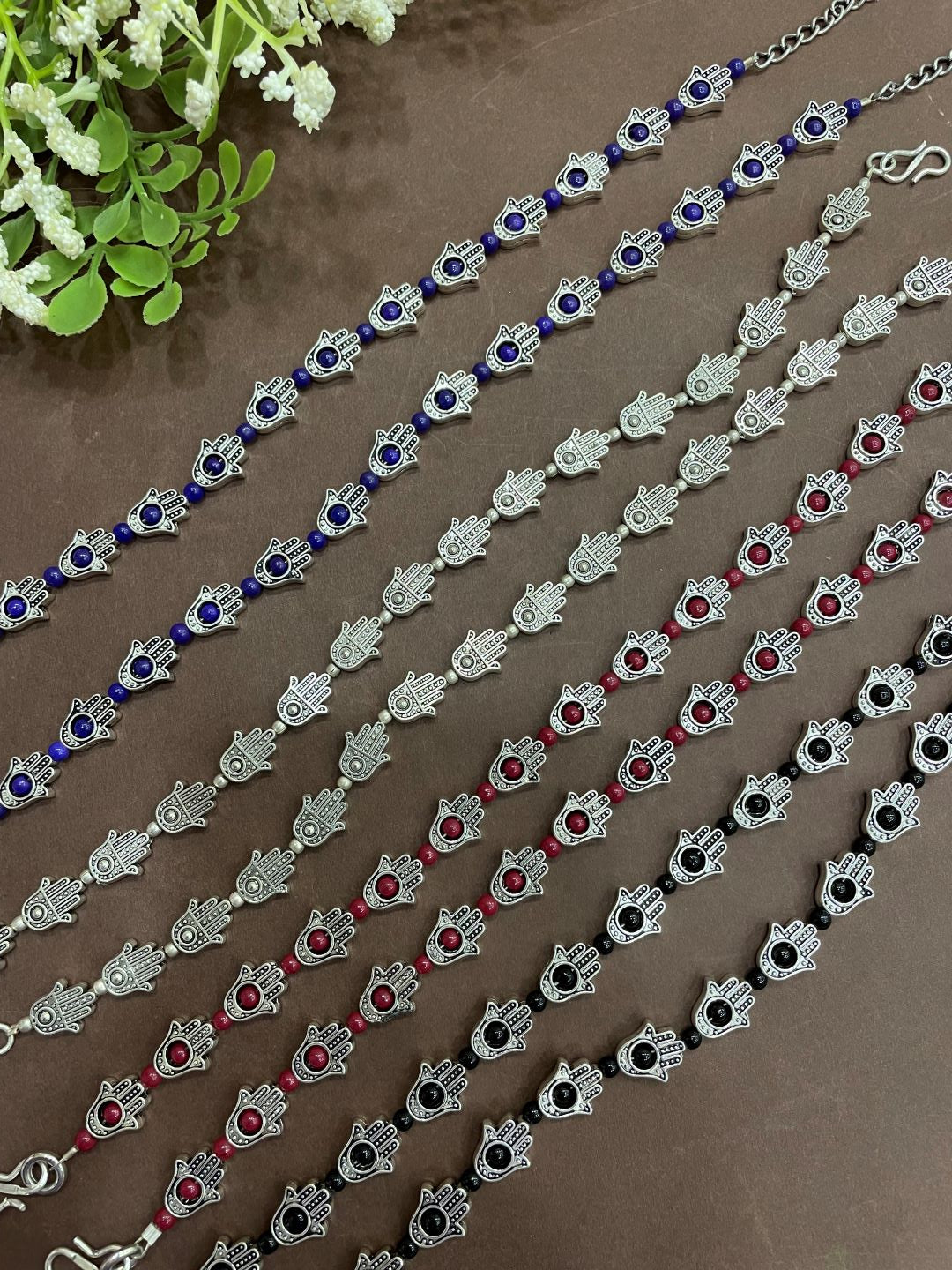 Antique German Oxidised Silver Anklets Hamsa beads Payal Silver Plating Pazeb Foot Jewellery