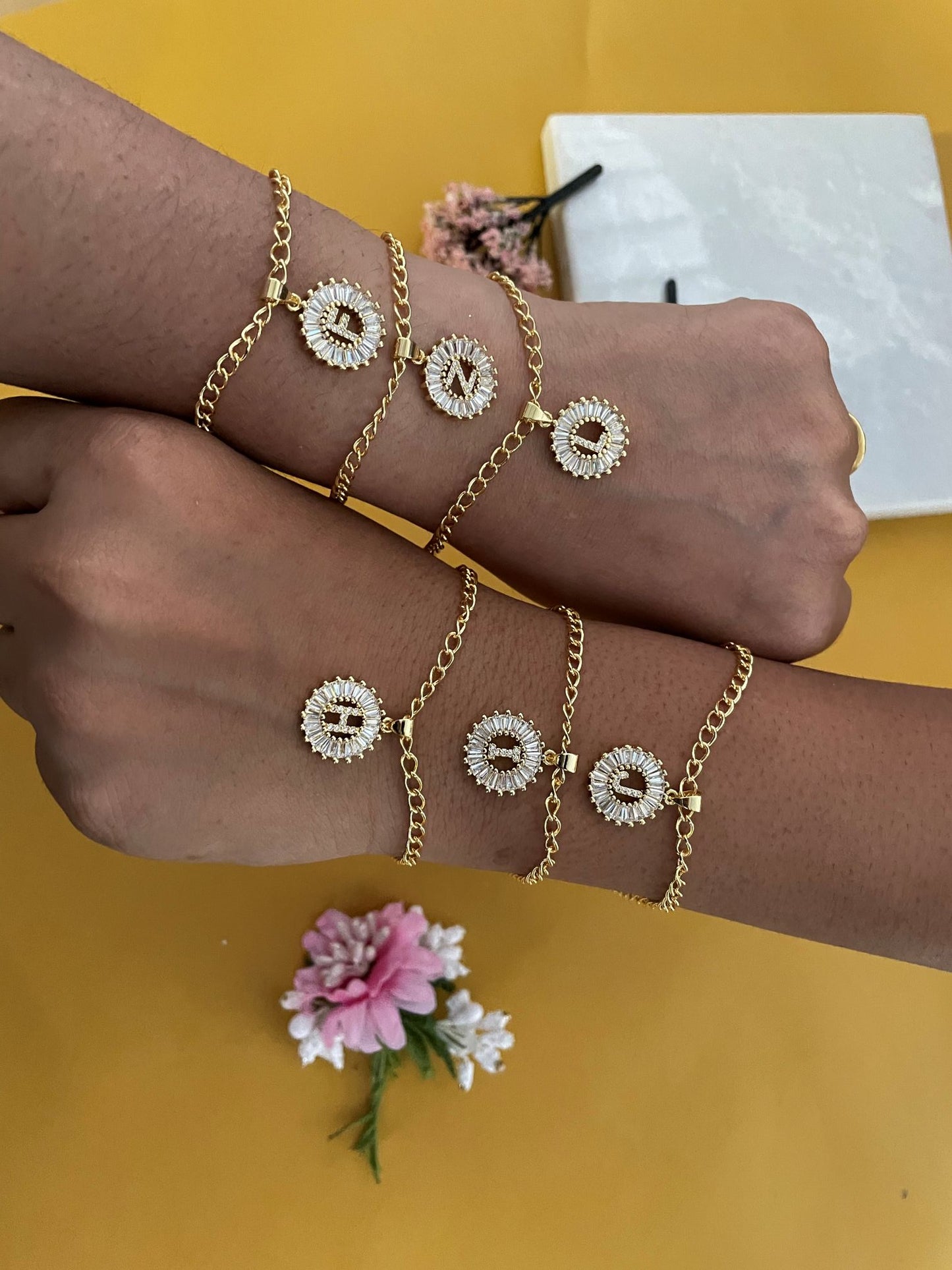 A-Z Letter Diamond Rakhi Lumba Bracelet+Free Necklace Chain