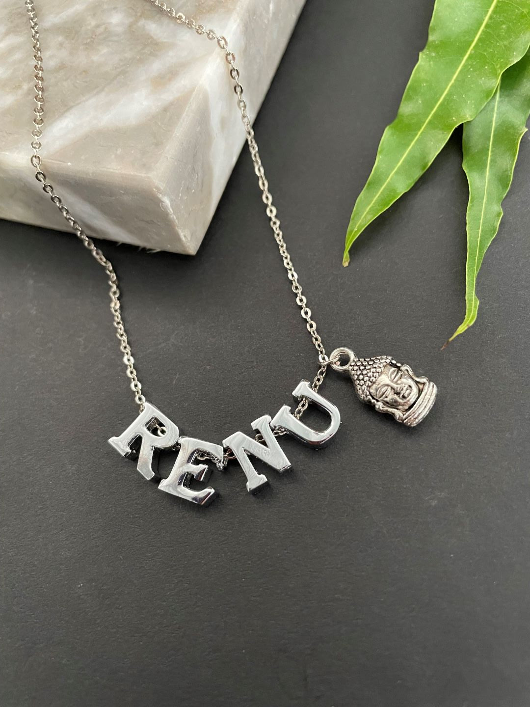 Silver-Plated Custom Name Necklace With A Buddha Charm – Digital