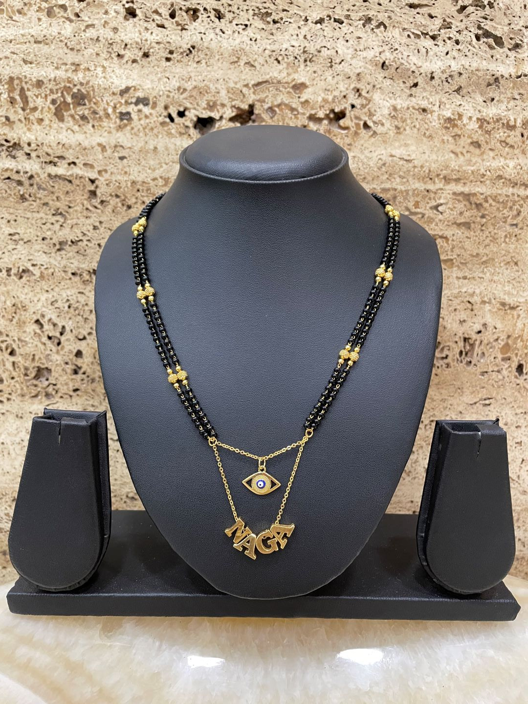 Custom Name Short Mangalsutra Designs With Evil Eye Pendant