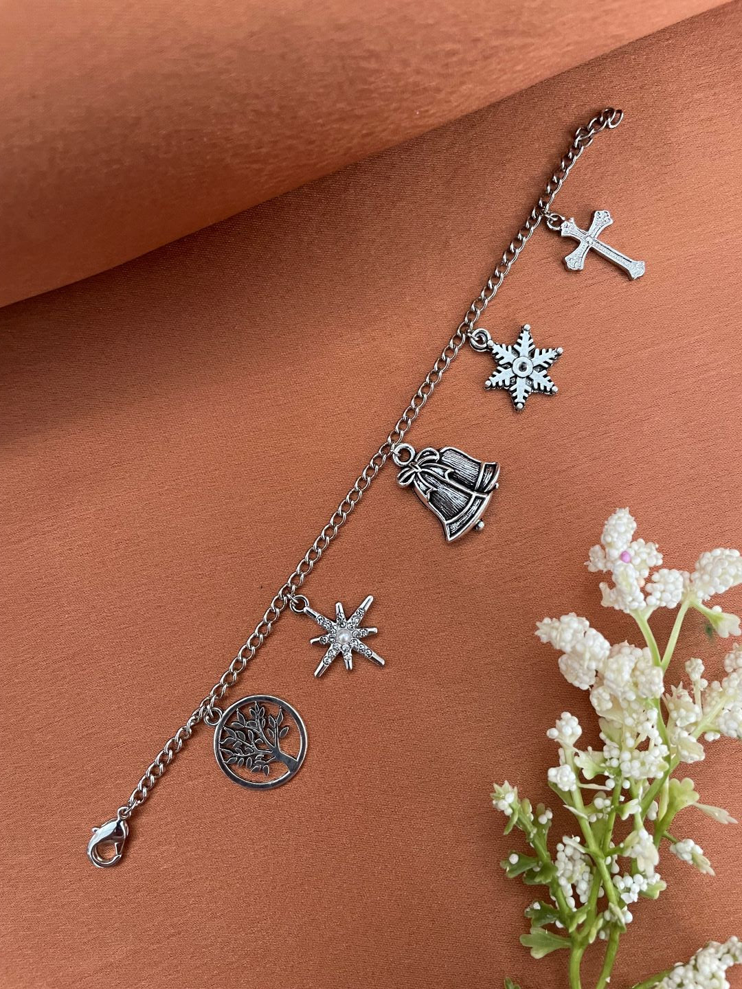 Christmas Silver Bracelet with Charms