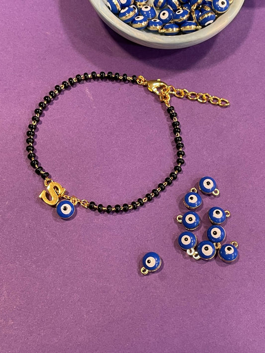 A-Z Letter Single Line Mangalsutra Bracelet With Evil Eye
