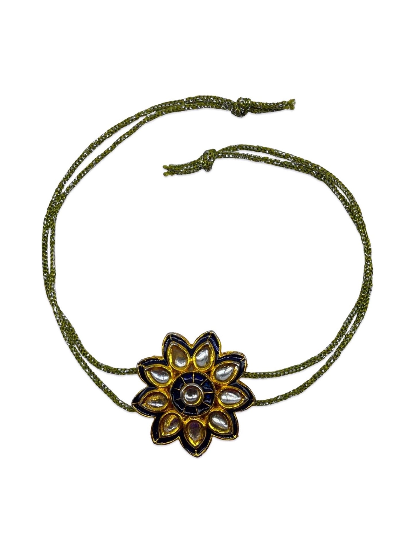 Flower Kundan Big Rakhi Lumba