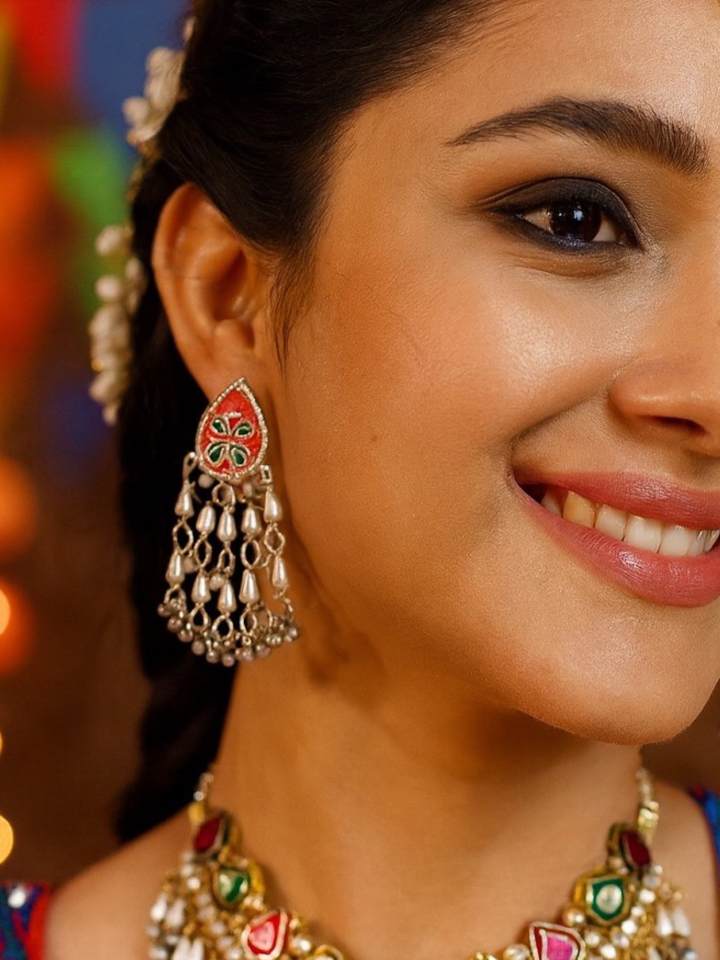 Stud Earring Flower & Ghungroo Design