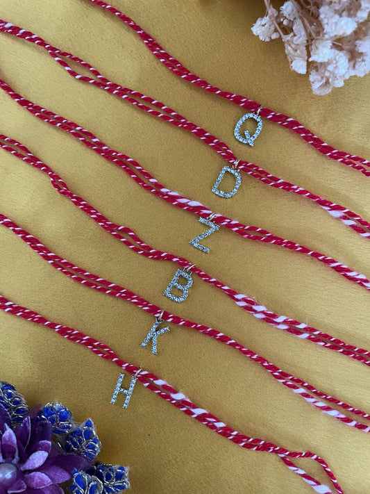 A-Z Letter AD Initial Red Thread Rakhi