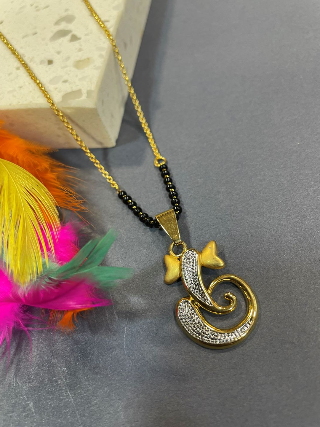 Short Mangalsutra/Necklace With a gold Silver Ganesha Pendant