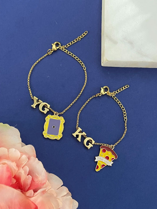 Custom Gold-Plated Personalized Name Bracelets With Charms for Kids
