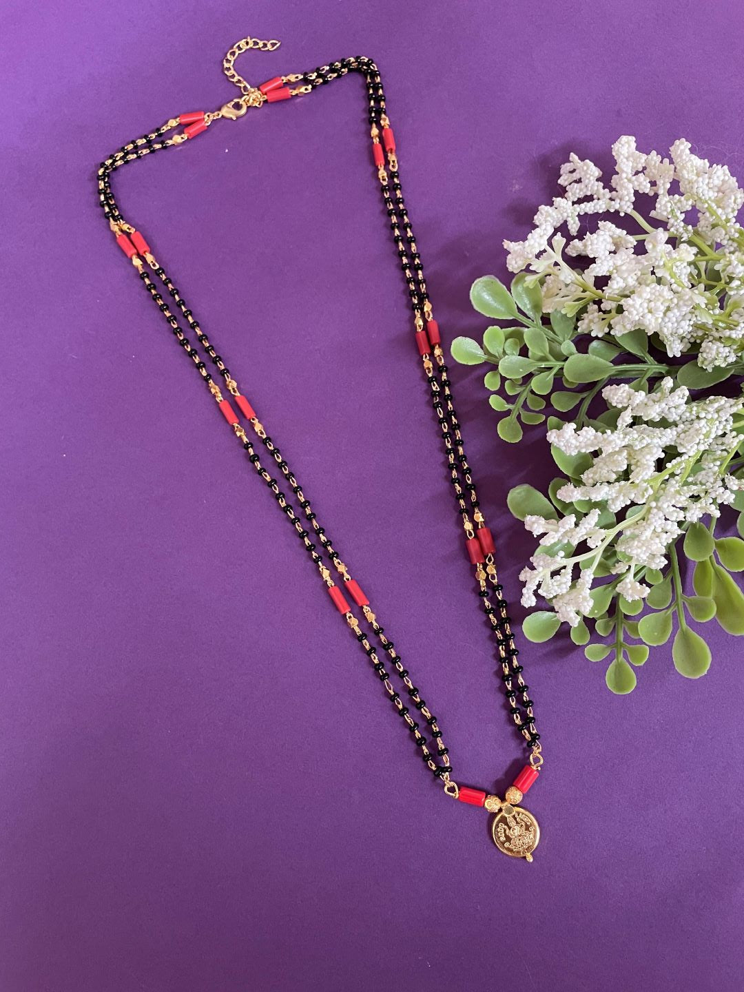 2 Line Long Mangalsutra With Laxmi Coin Pendent