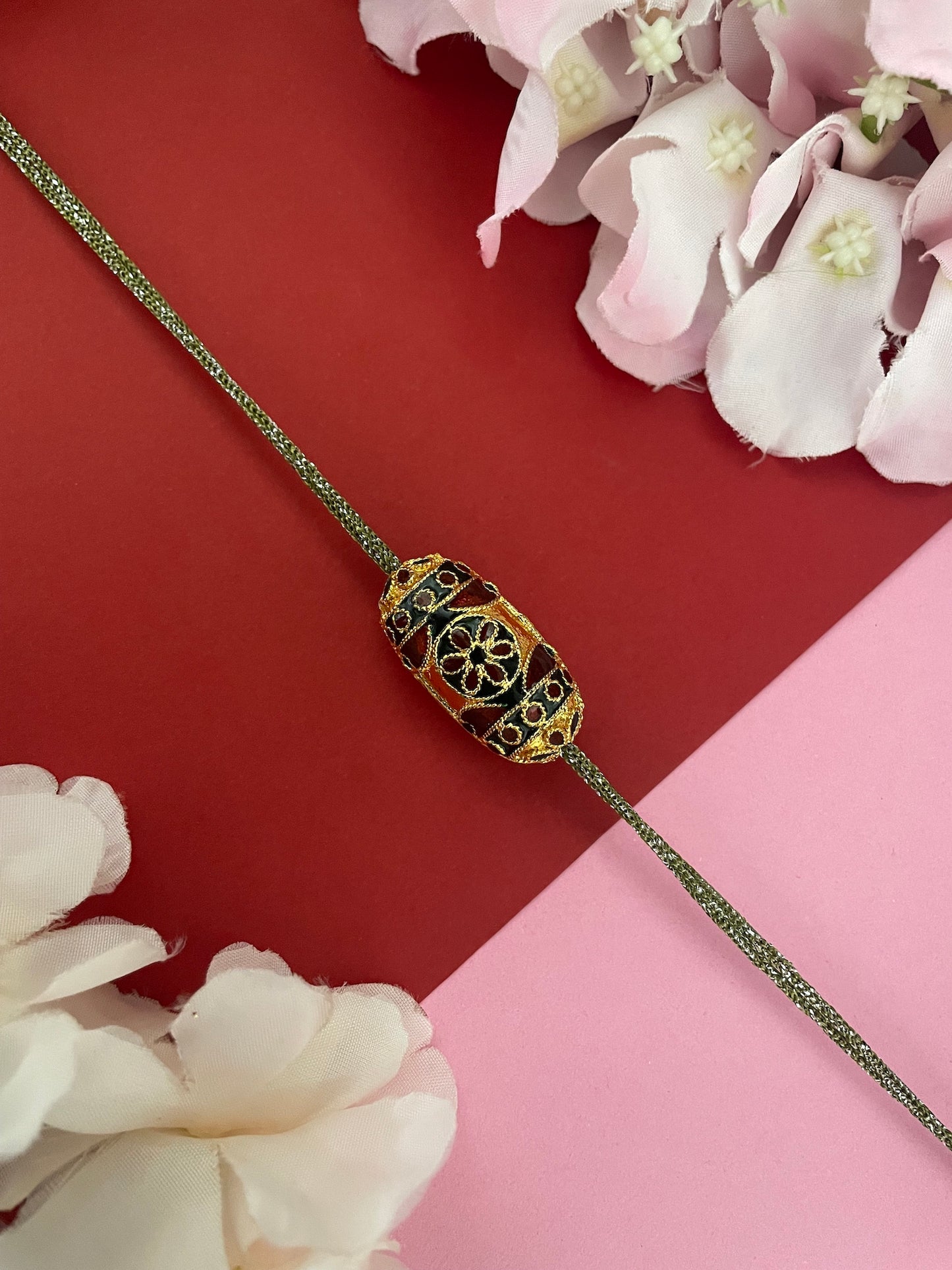 Barrel-Shaped Enamel Rakhi Lumba