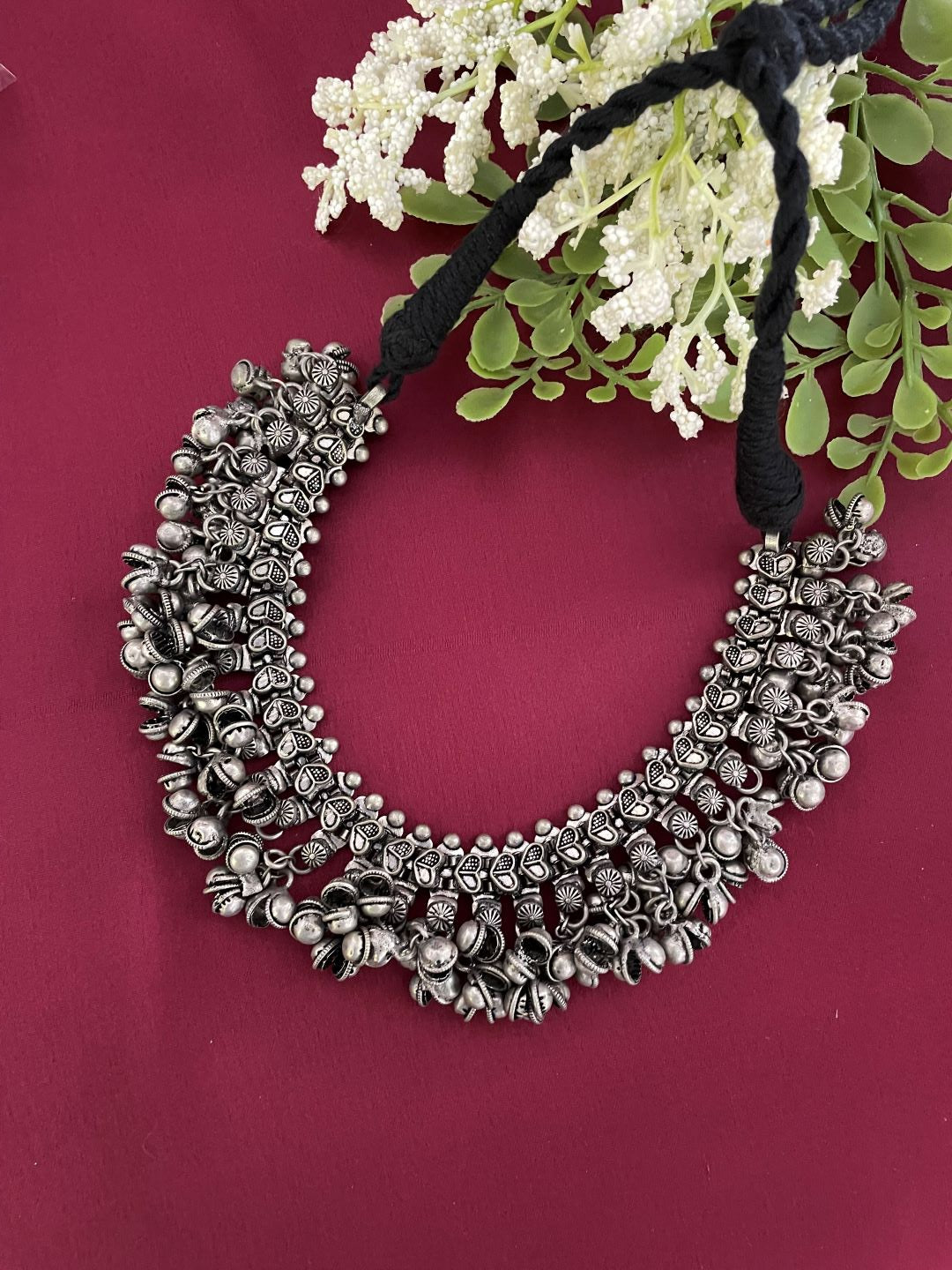 Oxidized Silver Afghani Choker Necklace Set