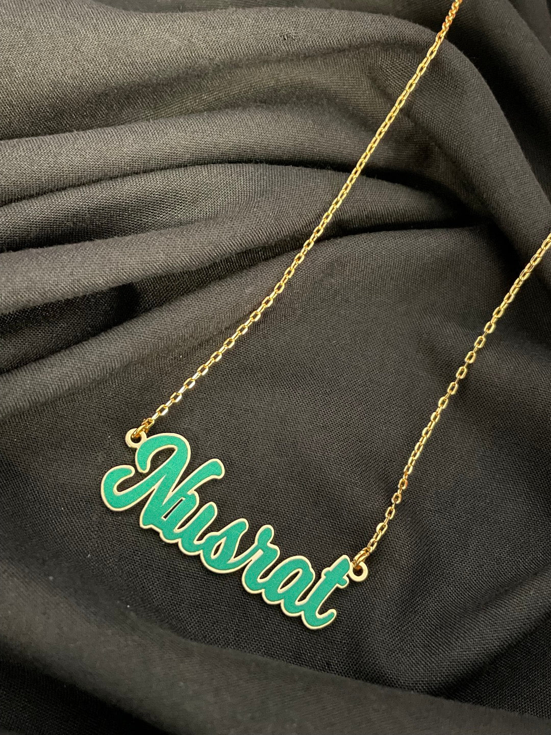 24k Gold Plated Enamel Custom Name Necklace