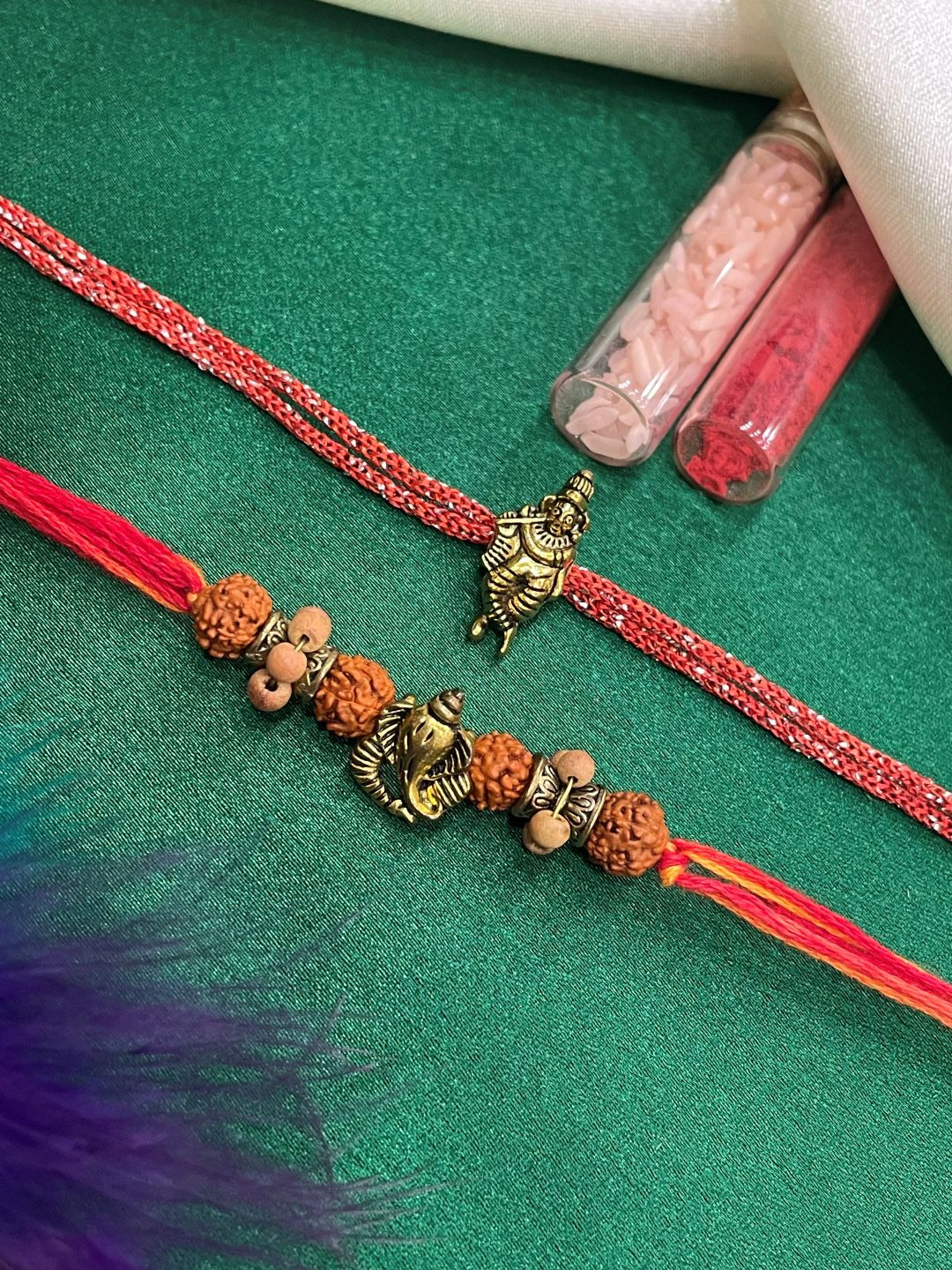 (Set of 2) Lord Ganesha/Krishna Rakhi Lumba