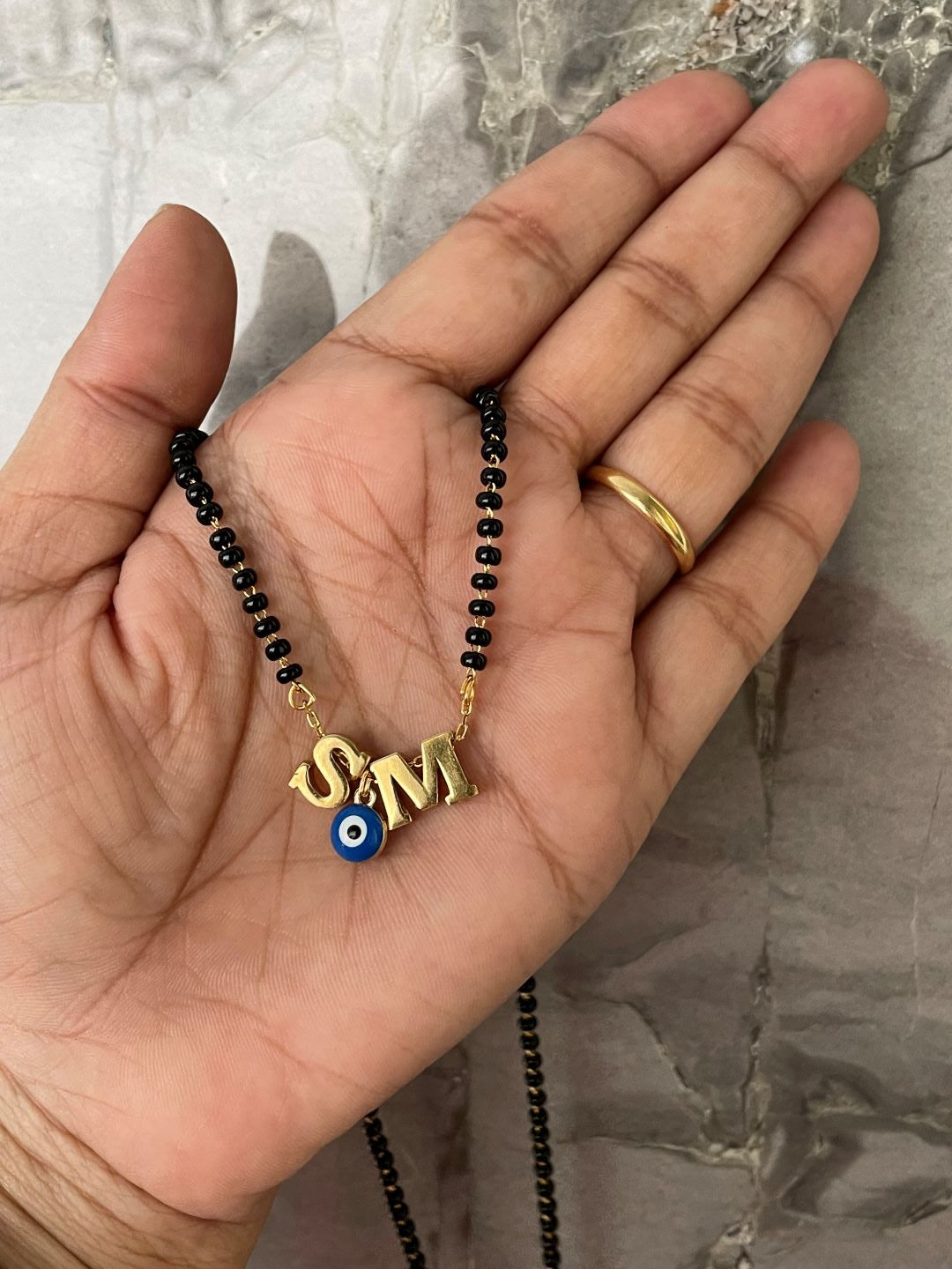 2 Letter Nazariya Mangalsutra with Evil Eye in the Center