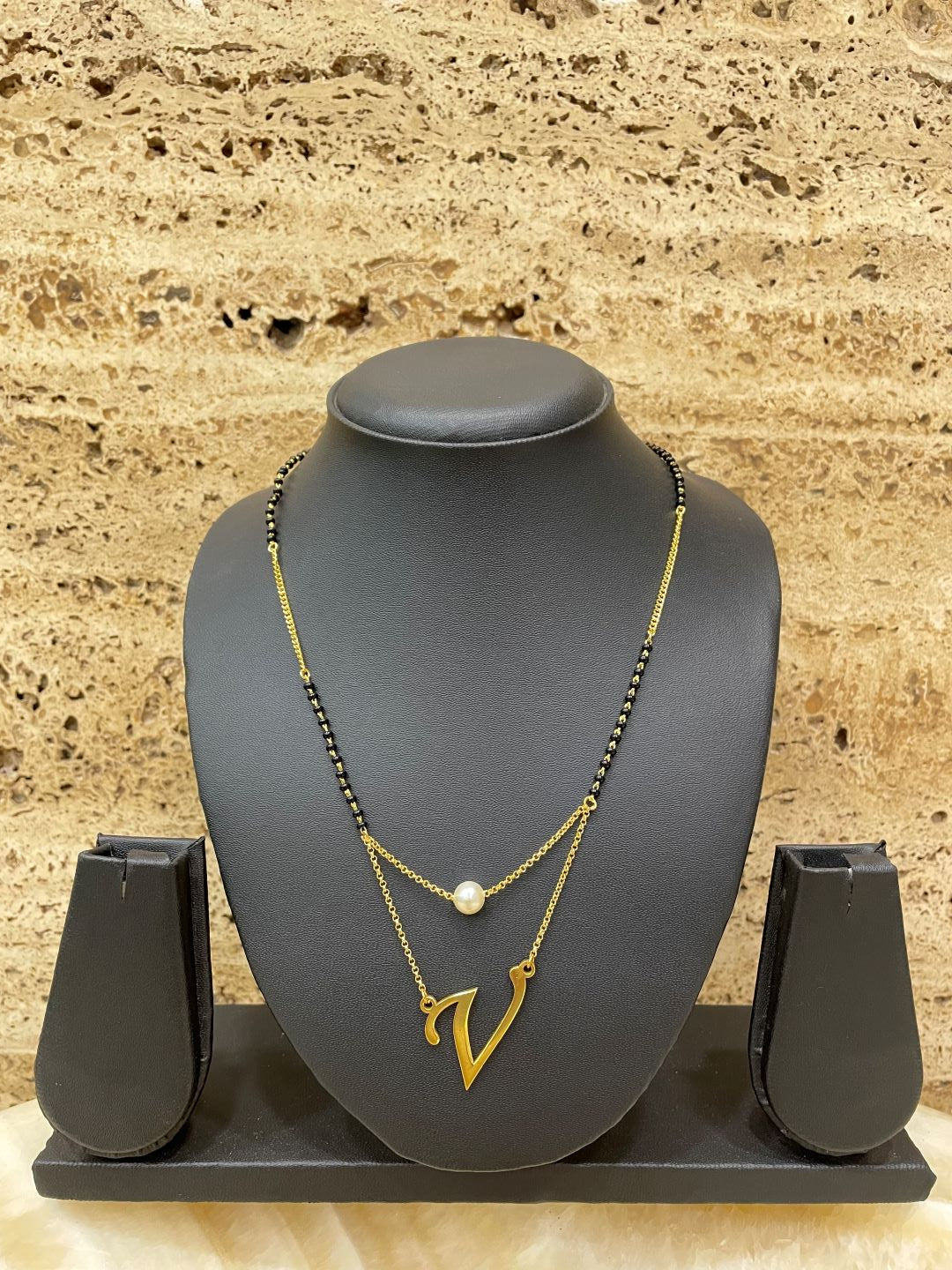 Personalized Initial Pendant Mangalsutra (20 inch) | Short Mangalsutra With A Pearl