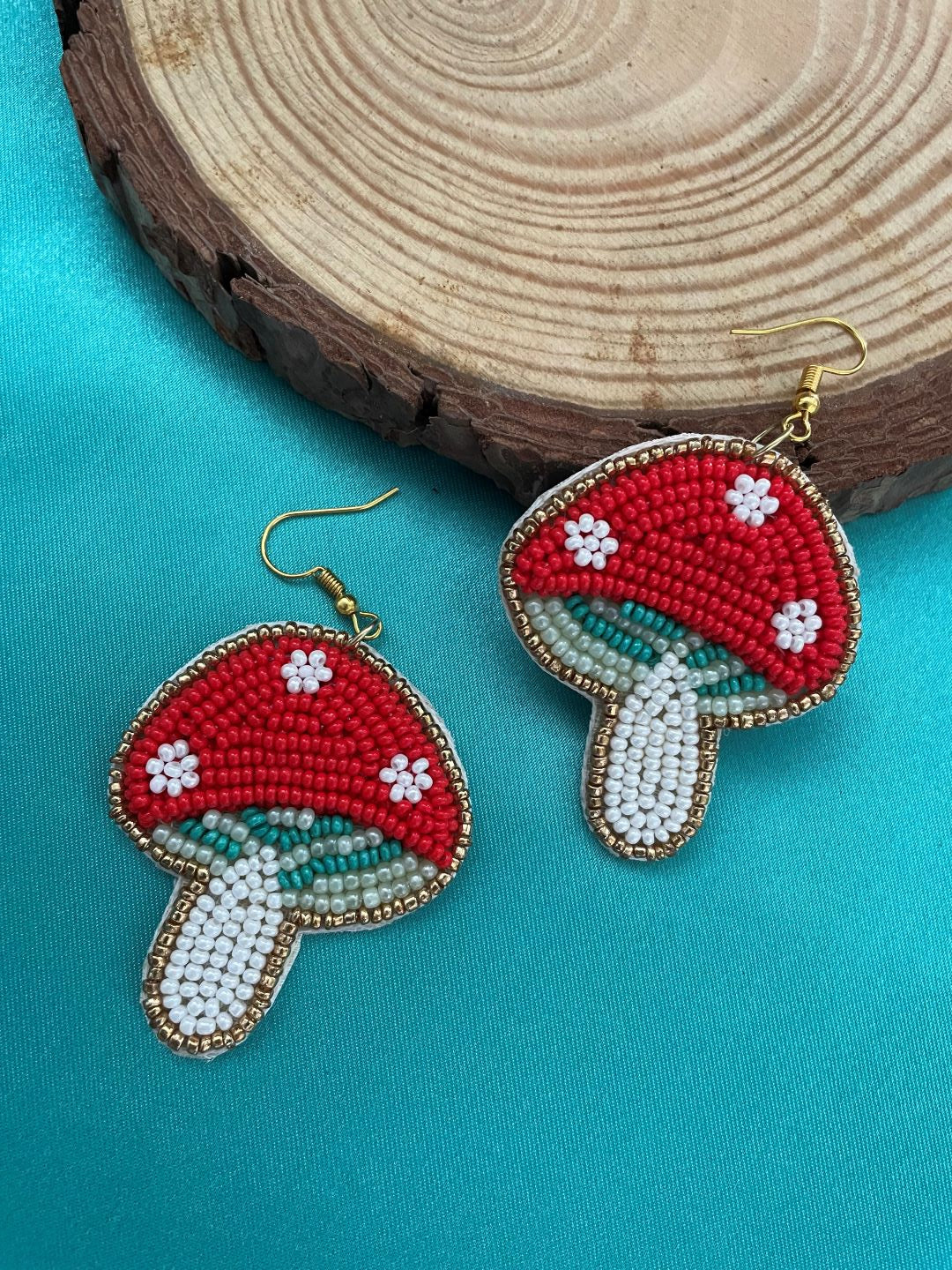 Mushroom Beaded Earrings