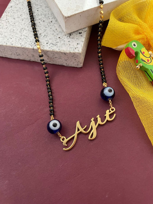 Custom Name Short Mangalsutra Designs | Evil Eye Pendant Necklace