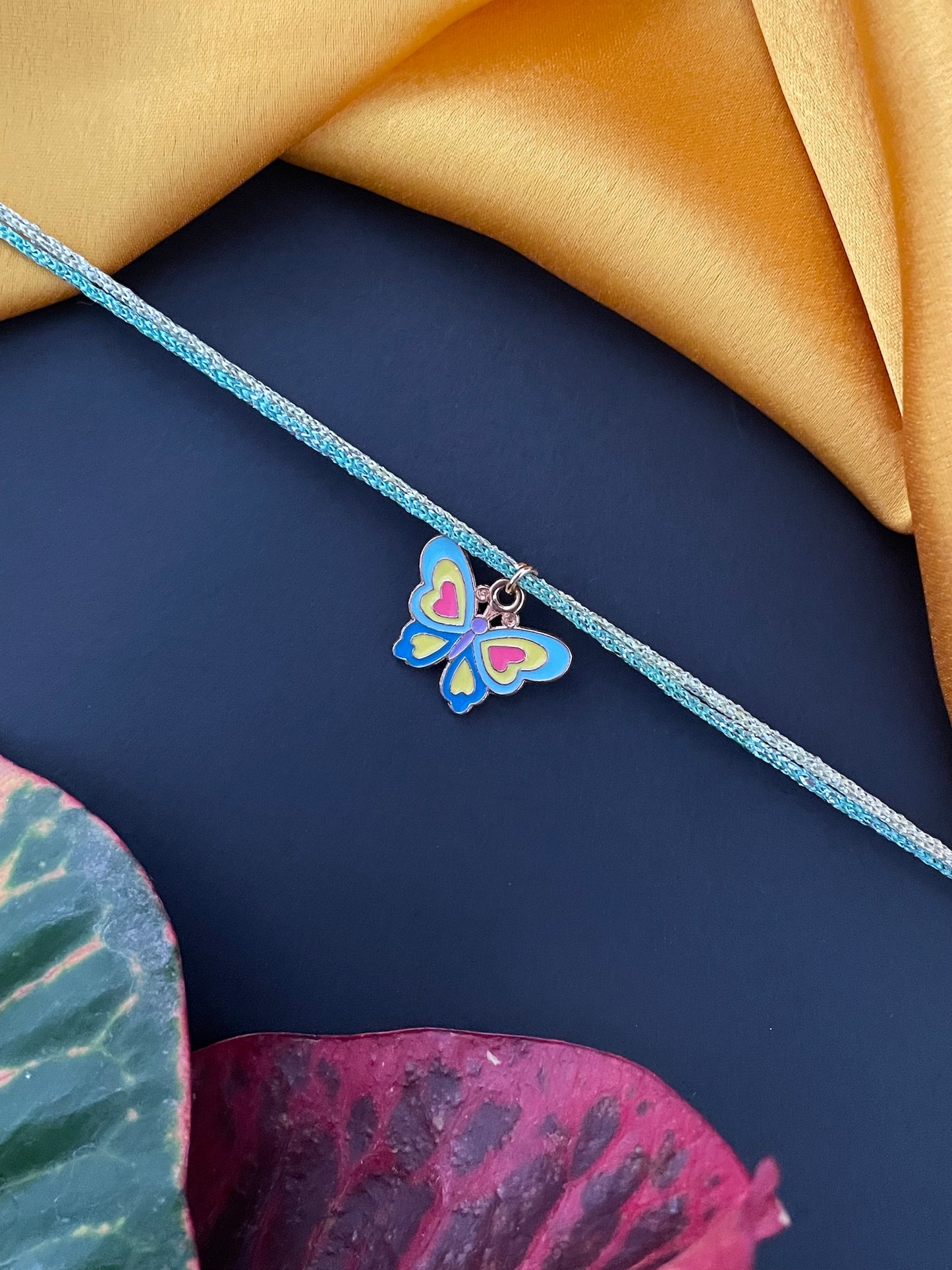 Blue Butterfly Charm Rakhi Lumba